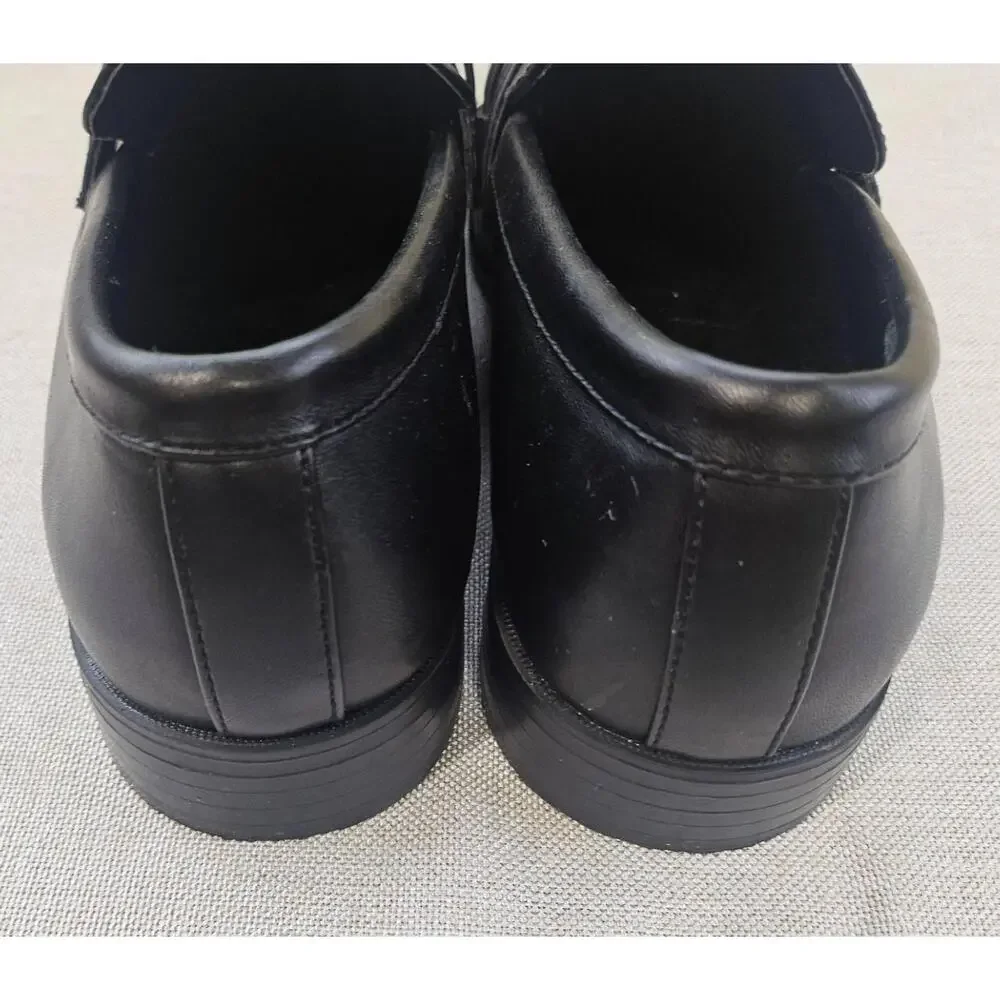 RESTORATION Classic Loafers Shoes Black Leather Metal Bit Square‎ Toe Mens 8